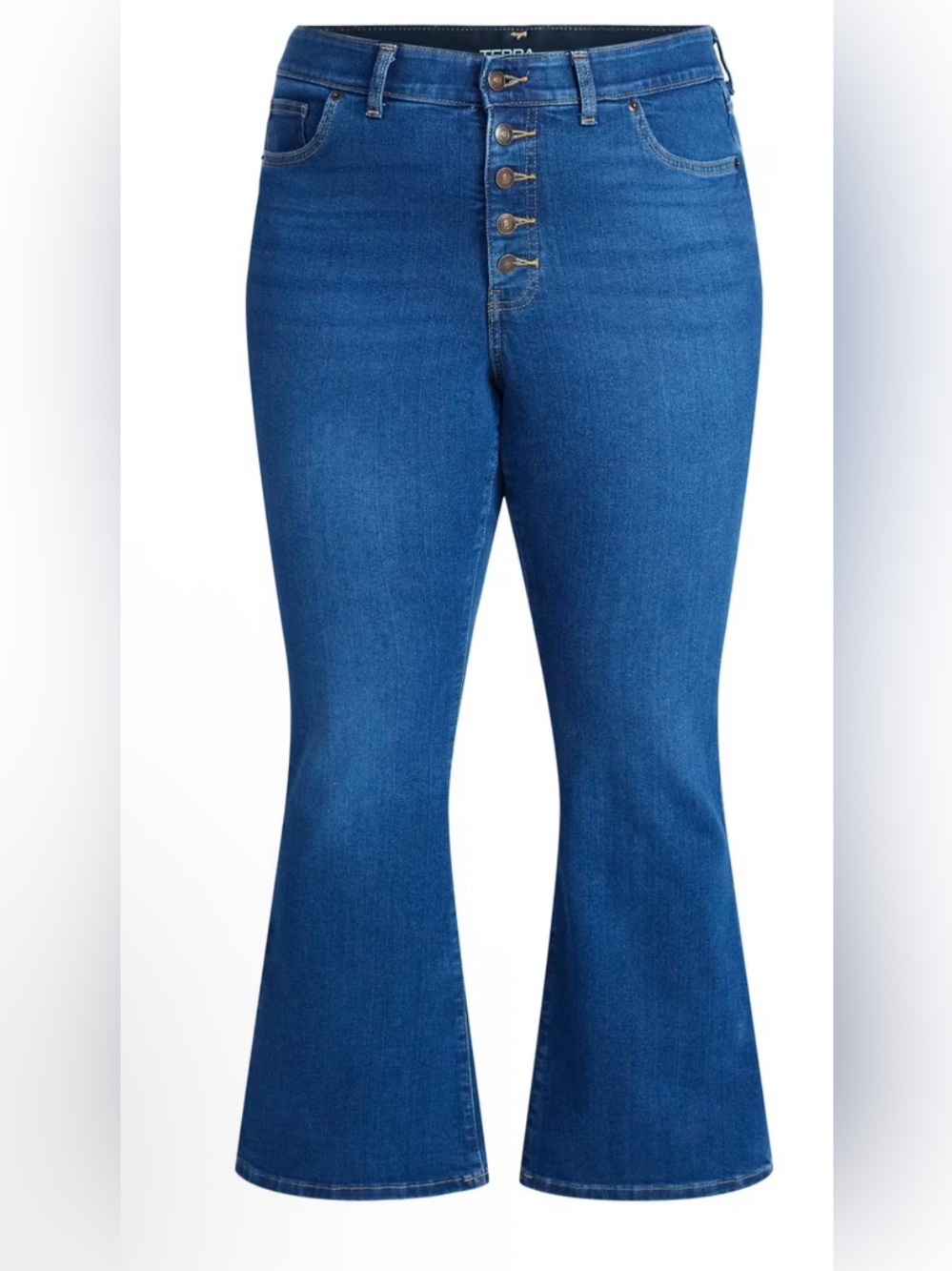 Terra & Sky Sloane Wash Flare Leg Button Fly Jeans Plus Size 28 W NWT